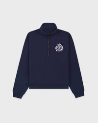 Pull à fermeture éclair quart de longueur brodé du blason de New York - Bleu marine foncé