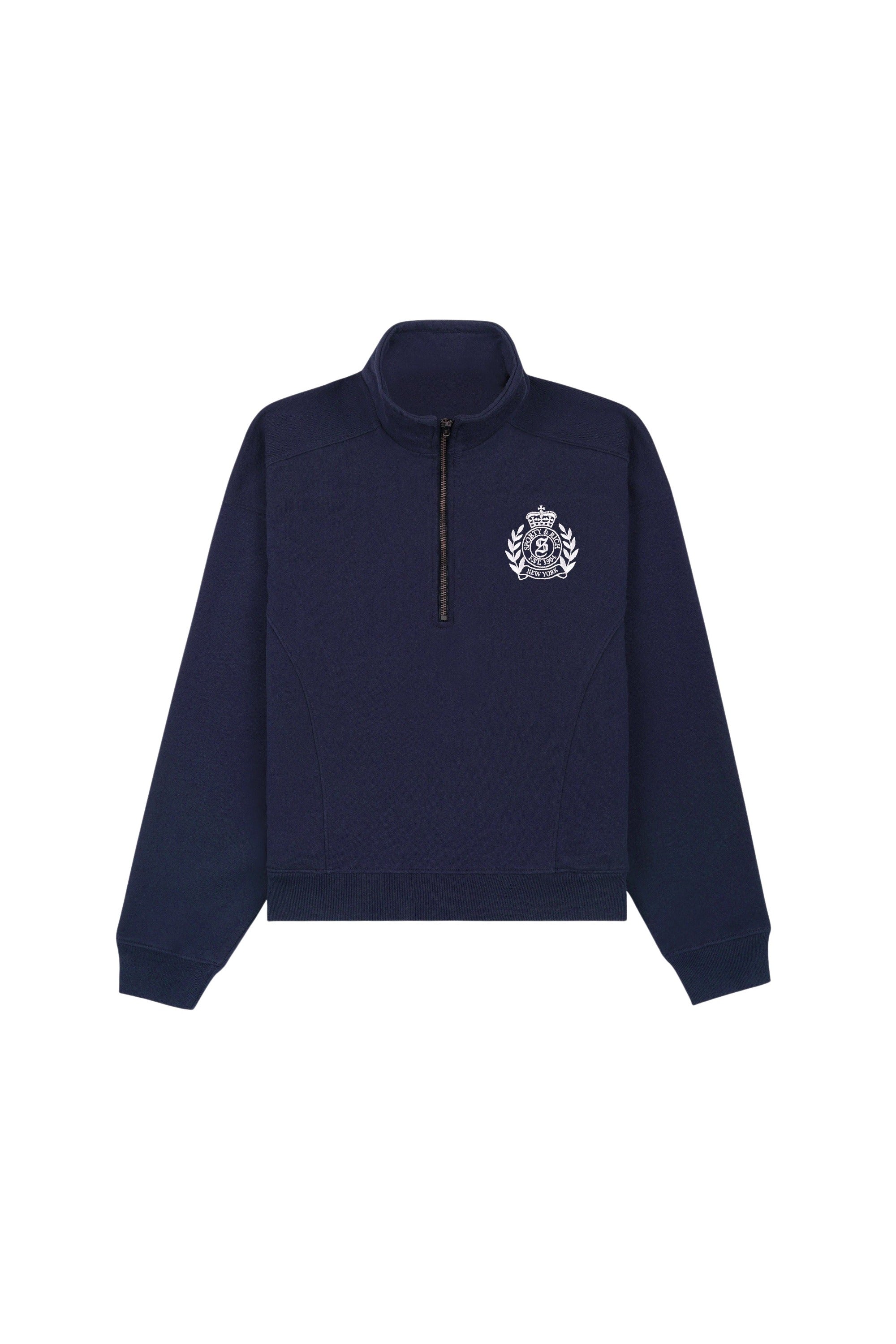 Pull zippé brodé du blason de New York - Bleu Marine Foncé