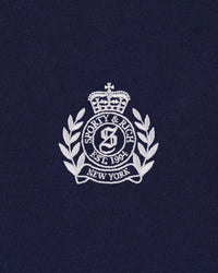 Pull à fermeture éclair quart de longueur brodé du blason de New York - Bleu marine foncé