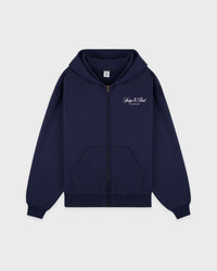 Sweat à capuche zippé brodé Vendome LA - Bleu marine/Blanc