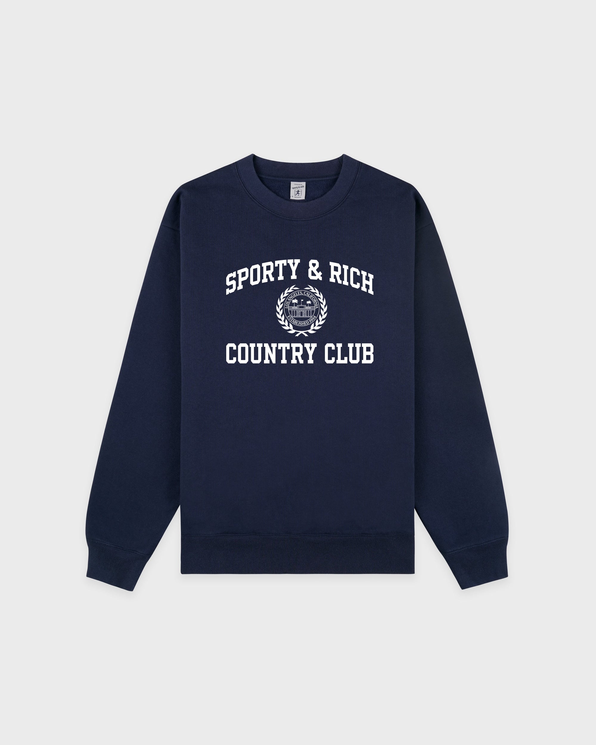 Pull à col rond Varsity Crest - Bleu marine/Blanc