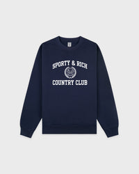 Pull à col rond Varsity Crest - Bleu marine/Blanc