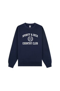 Pull à col rond Varsity Crest - Bleu Marine & Blanc