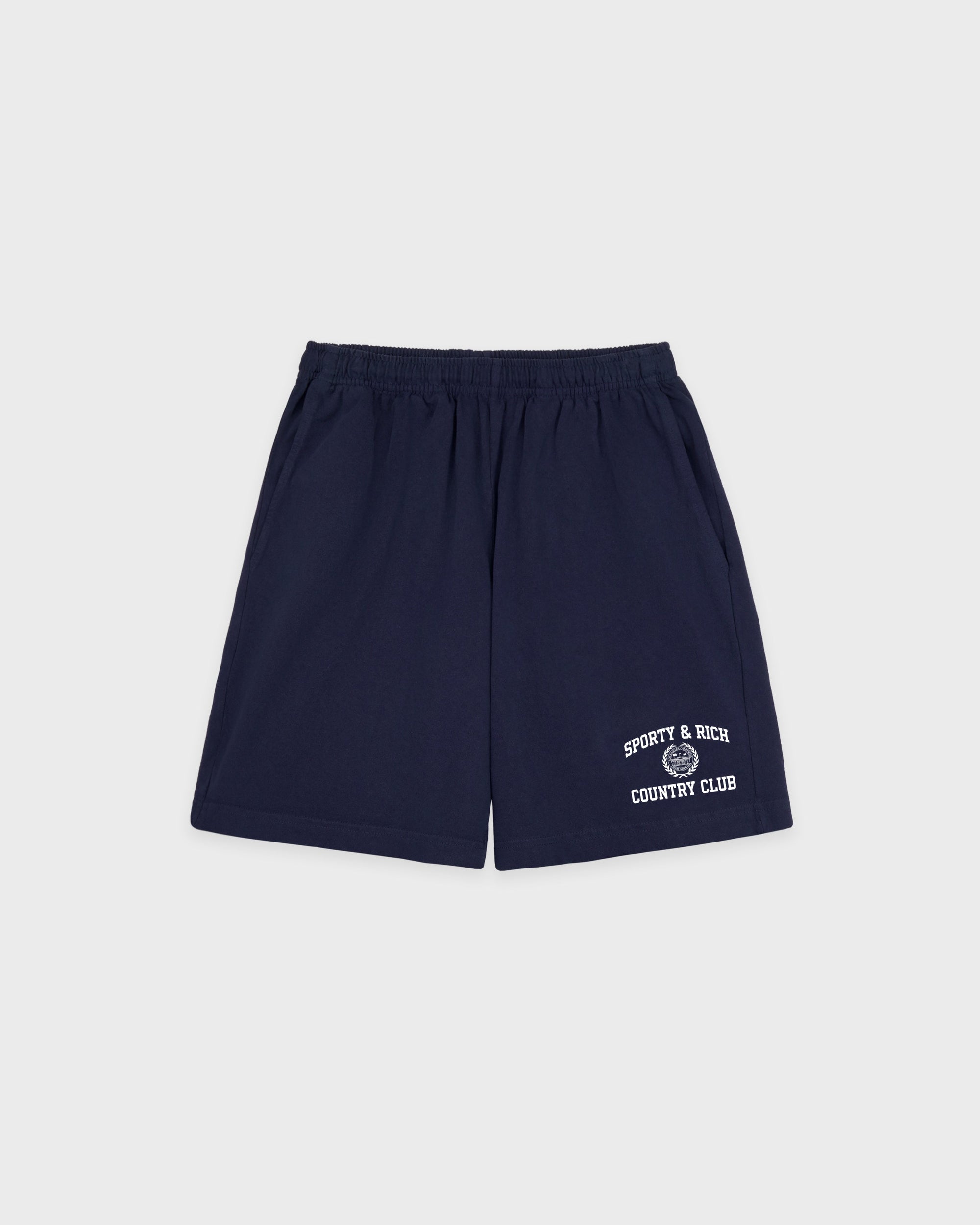 Short de sport Varsity Crest - Bleu marine/Blanc
