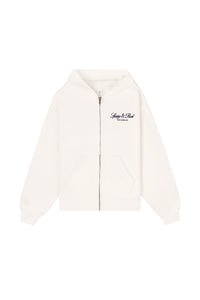Sweatshirt zippé brodé Vendome LA - Écru & Bleu Marine