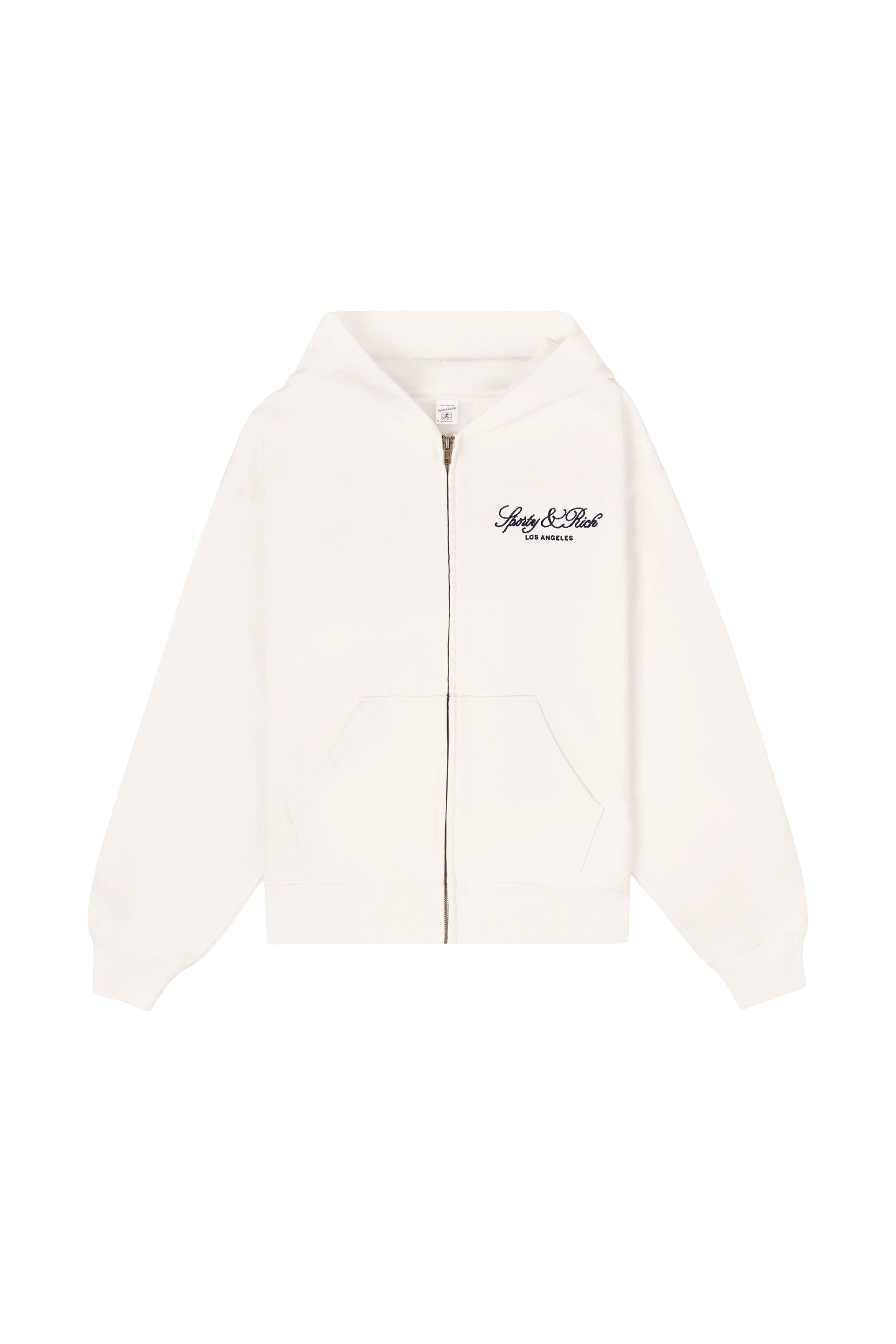 Sweatshirt zippé brodé Vendome LA - Écru & Bleu Marine