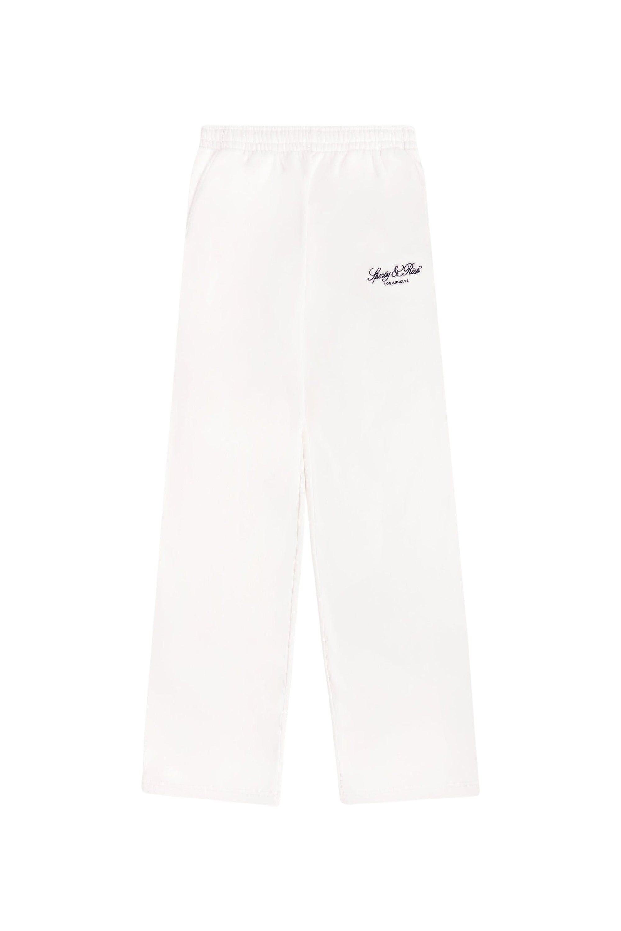 Pantalon de survêtement large brodé Vendome LA - Écru & Bleu Marine