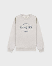 T-shirt à col rond « Beverly Script » - Gris chiné/Bleu marine