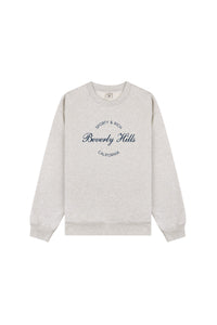 Beverly Script Crew-Neck Jumper - Heather Grey & Navy Blue
