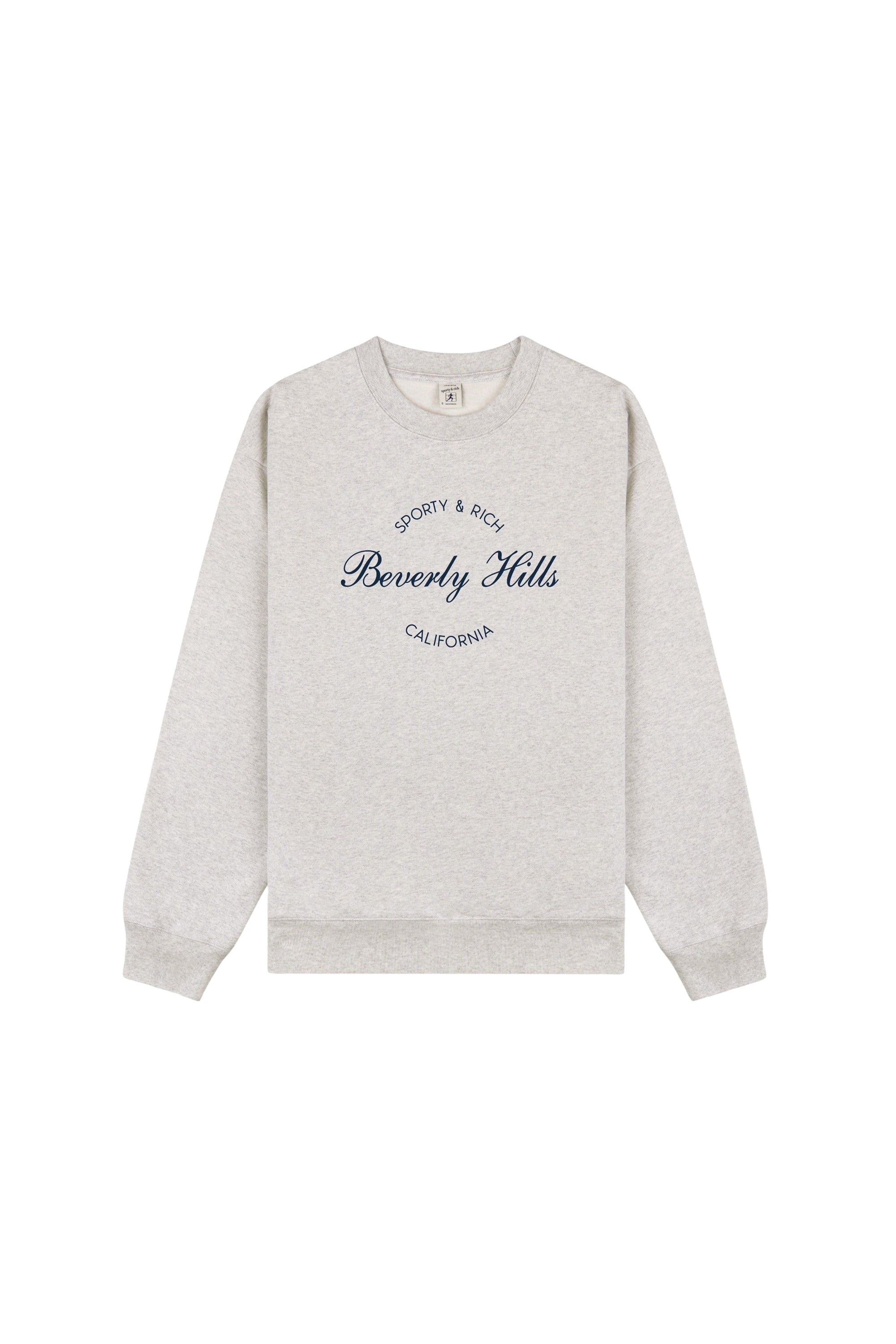Beverly Script Crew-Neck Jumper - Heather Grey & Navy Blue