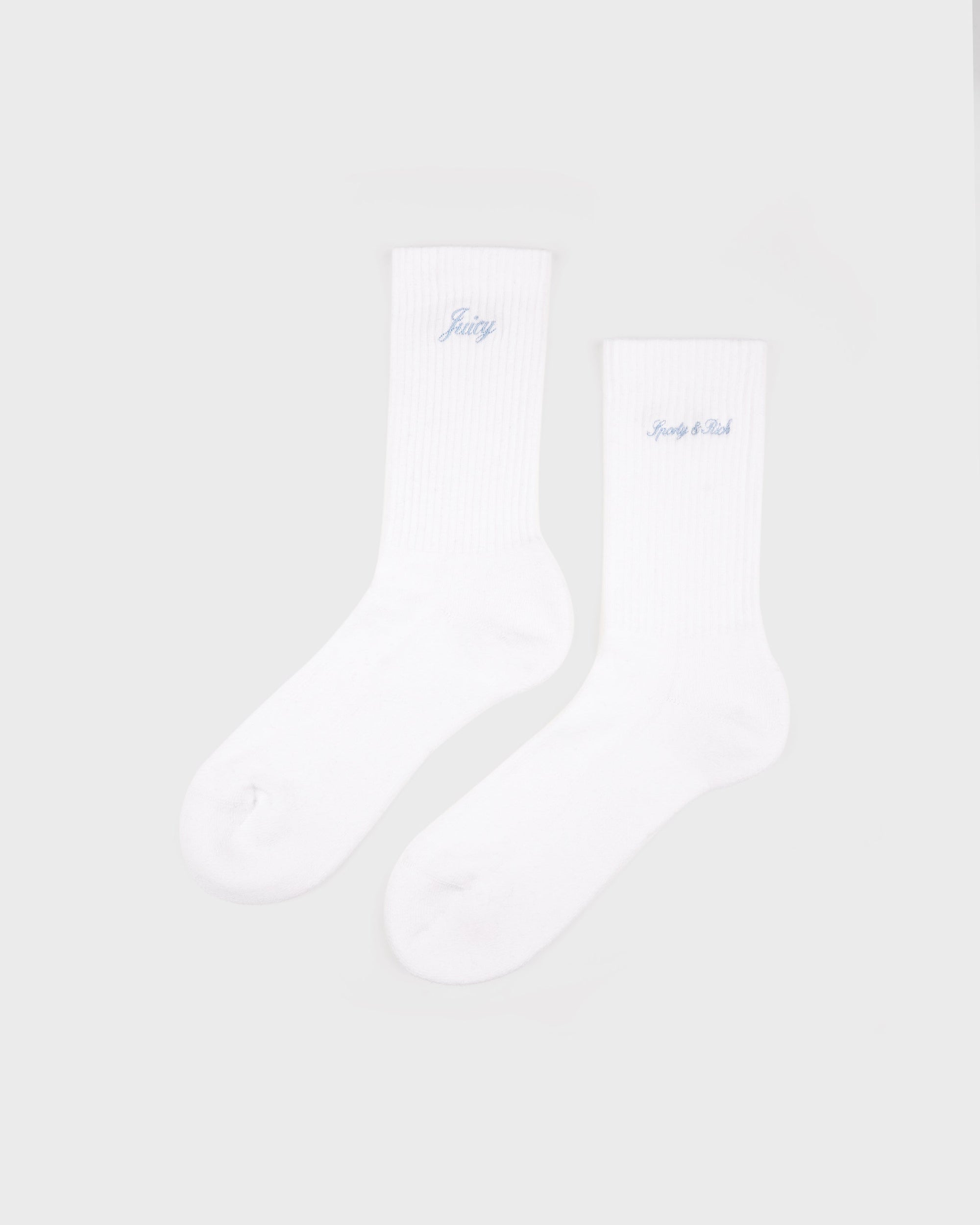 Juicy Script Sock - White & Sky Blue