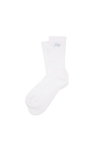 Juicy Script Socks - White & Sky Blue
