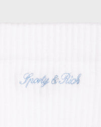 Juicy Script Sock - White & Sky Blue
