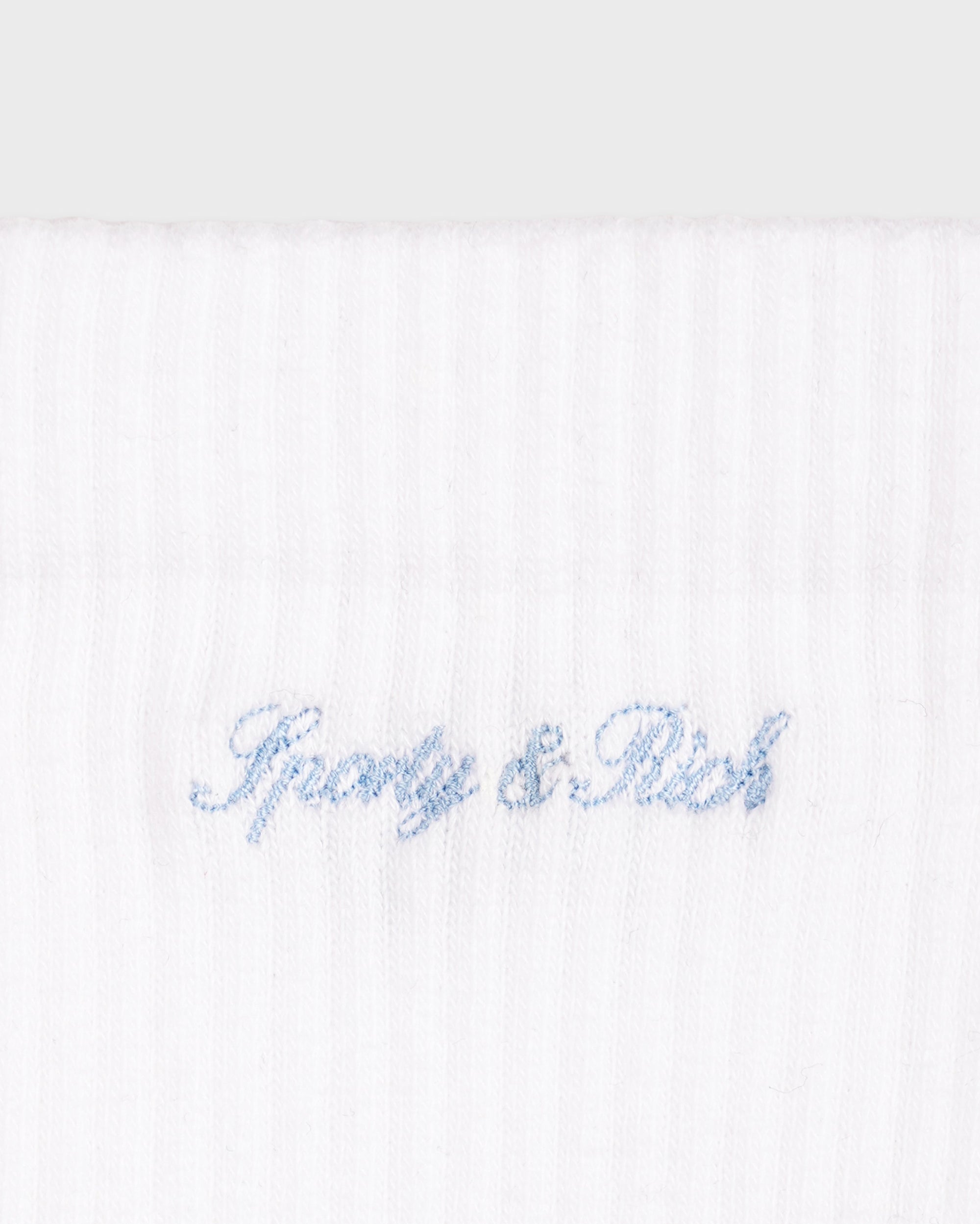 Juicy Script Sock - White & Sky Blue