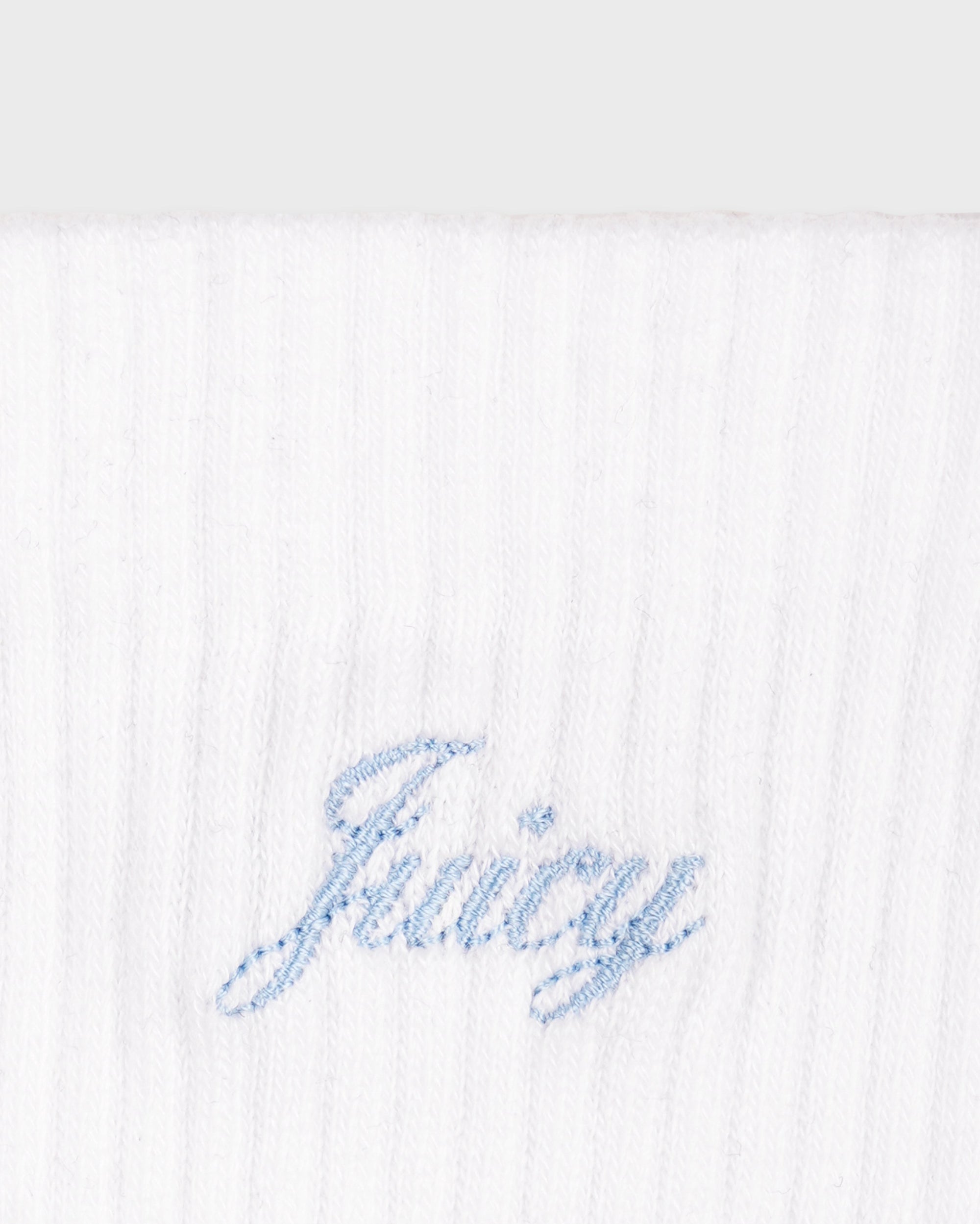 Juicy Script Sock - White & Sky Blue
