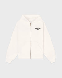 Sweat à capuche zippé brodé SR Sport - Écru