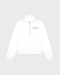Pull à fermeture éclair quart de longueur brodé Syracuse - Blanc/Bleu marine