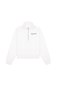 Pull zippé brodé Syracuse - Blanc & Bleu Marine