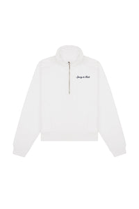 Pull à col zippé brodé Syracuse - Blanc & Bleu Marine