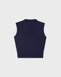 Gilet en maille avec logo Signature - Bleu marine/Blanc