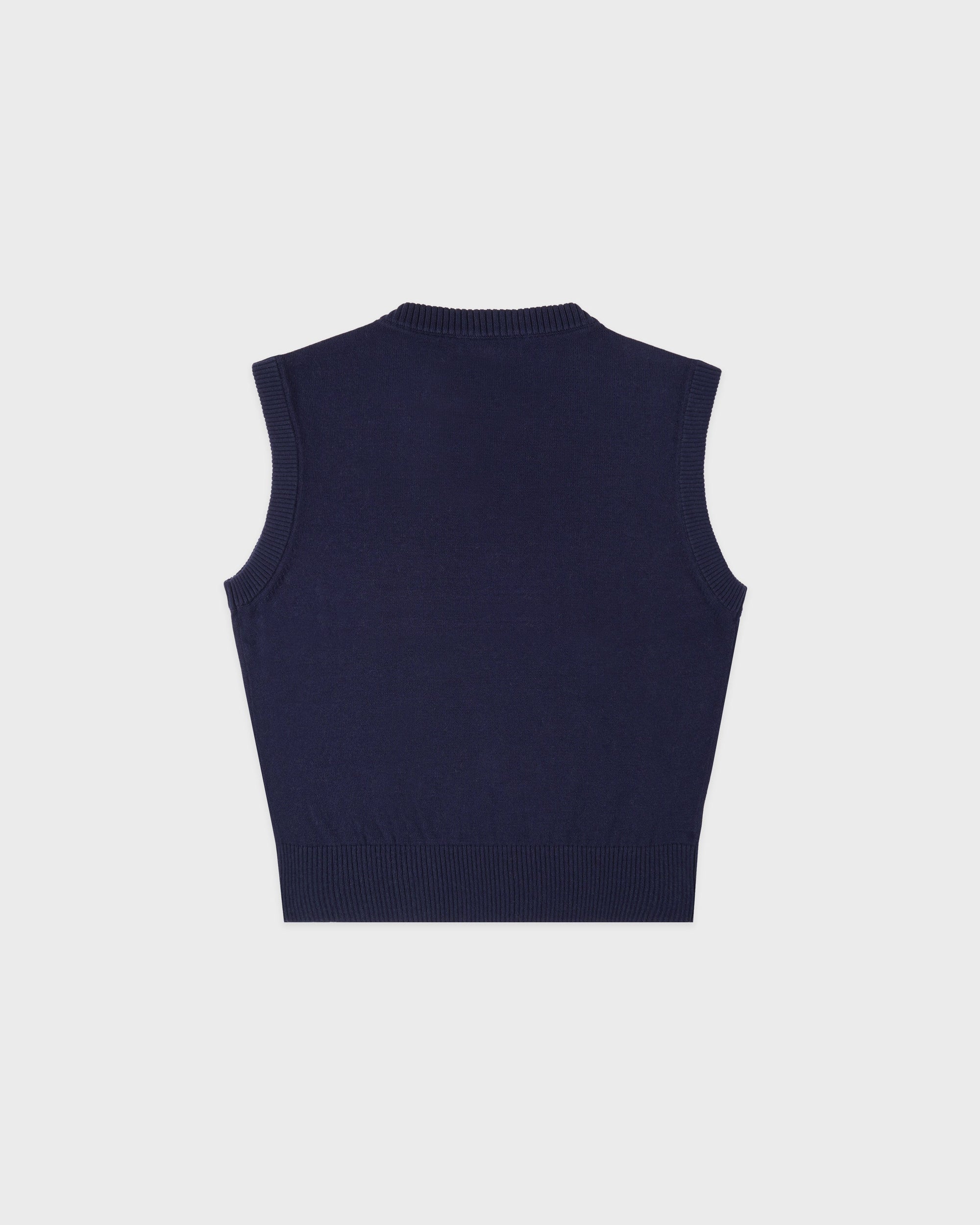 Gilet en maille avec logo Signature - Bleu marine/Blanc