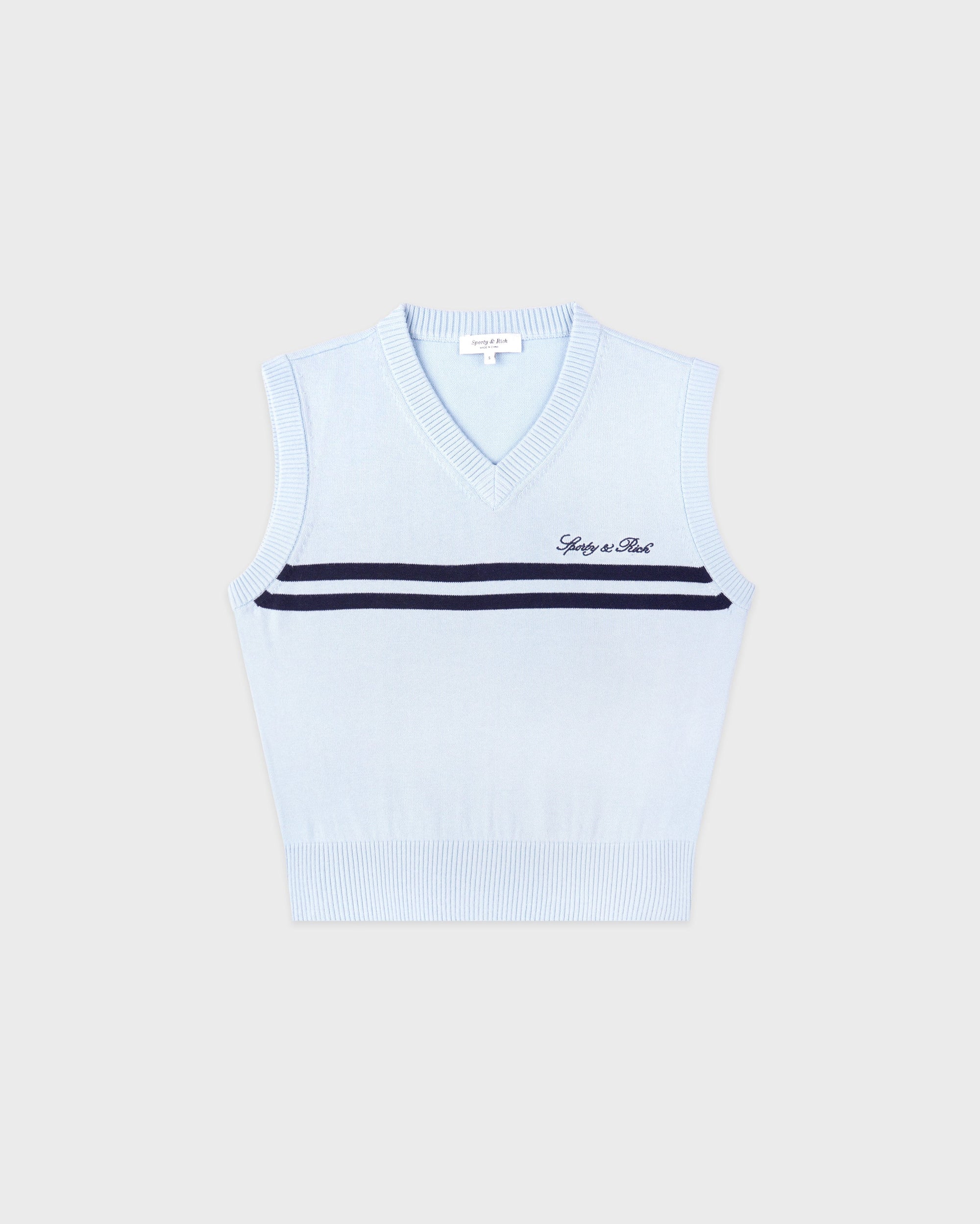 Gilet en maille avec logo signature - Ciel/Bleu marine