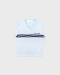 Gilet en maille avec logo signature - Ciel/Bleu marine