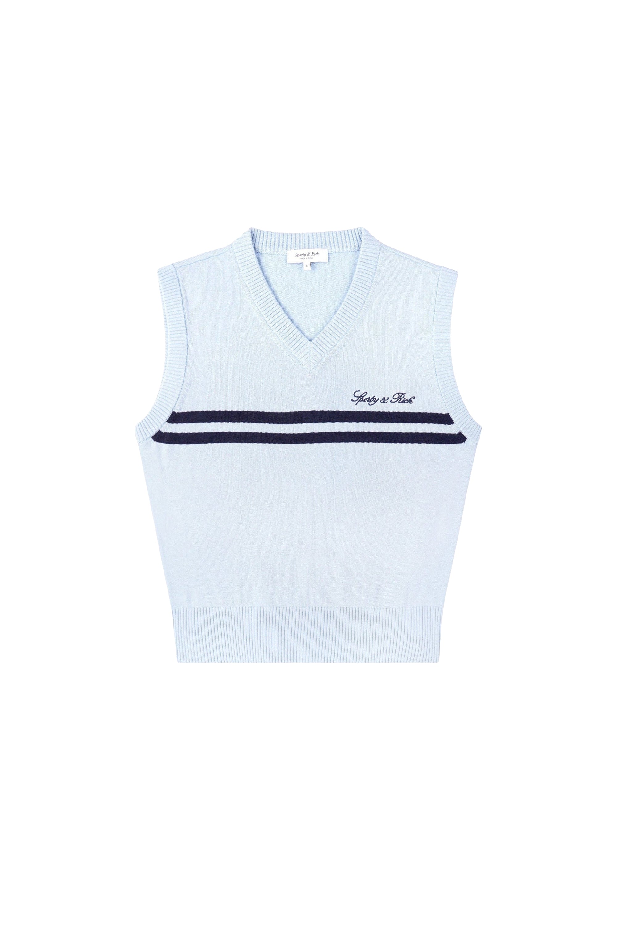 Pull sans manches Signature en maille - Ciel & Bleu Marine