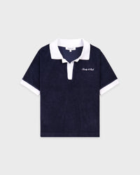 Polo en tissu éponge Signature Logo - Bleu marine/Blanc
