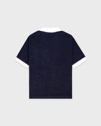 Polo en tissu éponge Signature Logo - Bleu marine/Blanc