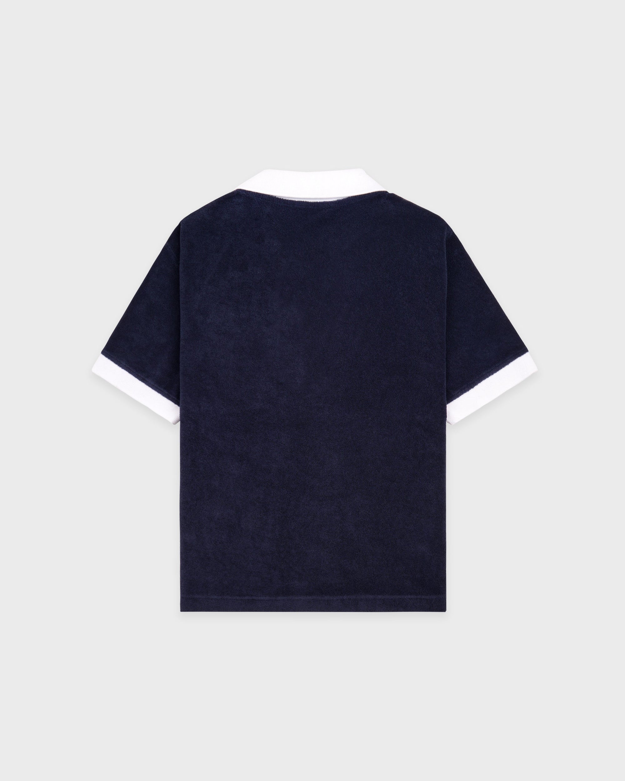 Polo en tissu éponge Signature Logo - Bleu marine/Blanc
