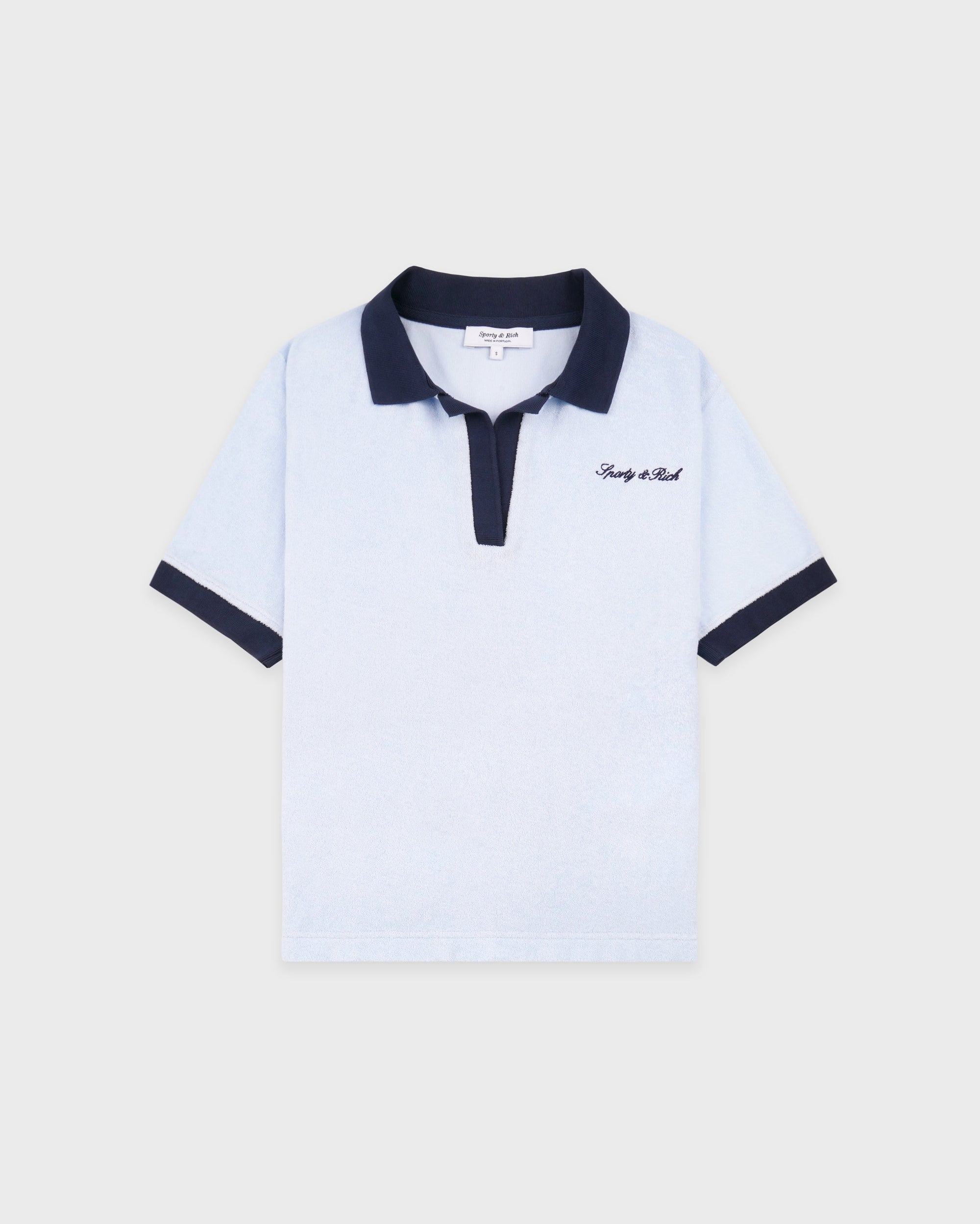 Polo en tissu éponge avec logo Signature - Ciel/Bleu marine