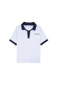 Polo à logo Signature en éponge - Ciel & Bleu Marine