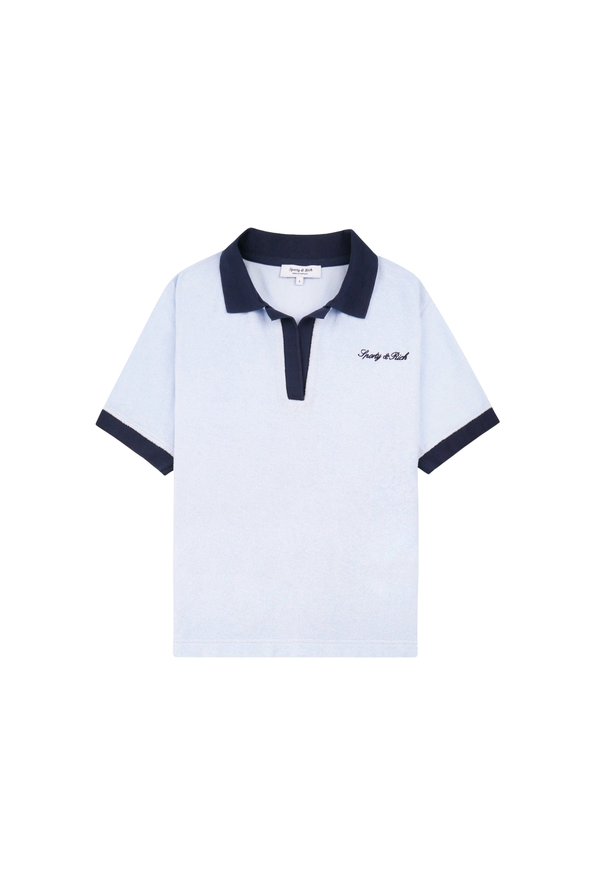 Polo à logo Signature en éponge - Ciel & Bleu Marine