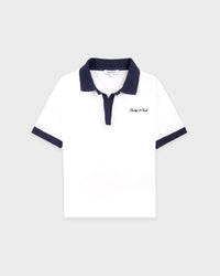 Polo en tissu éponge Signature Logo - Blanc/Bleu marine