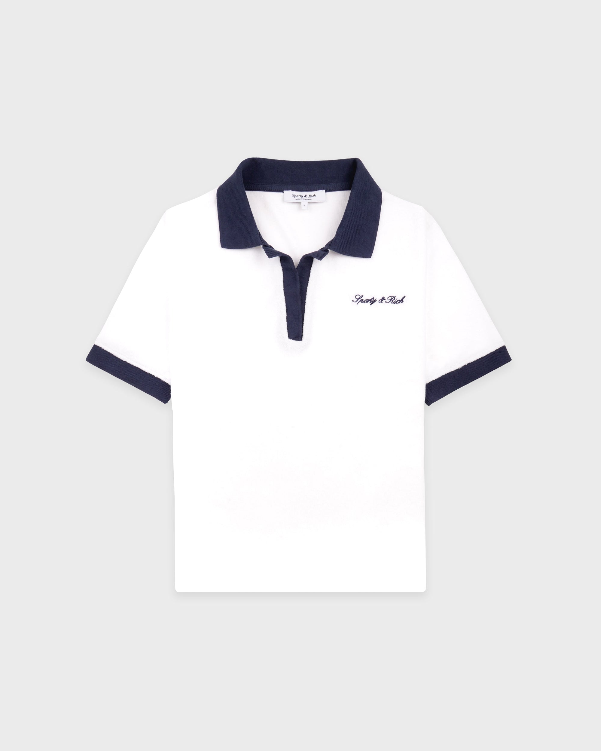 Polo en tissu éponge Signature Logo - Blanc/Bleu marine