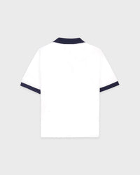 Polo en tissu éponge Signature Logo - Blanc/Bleu marine