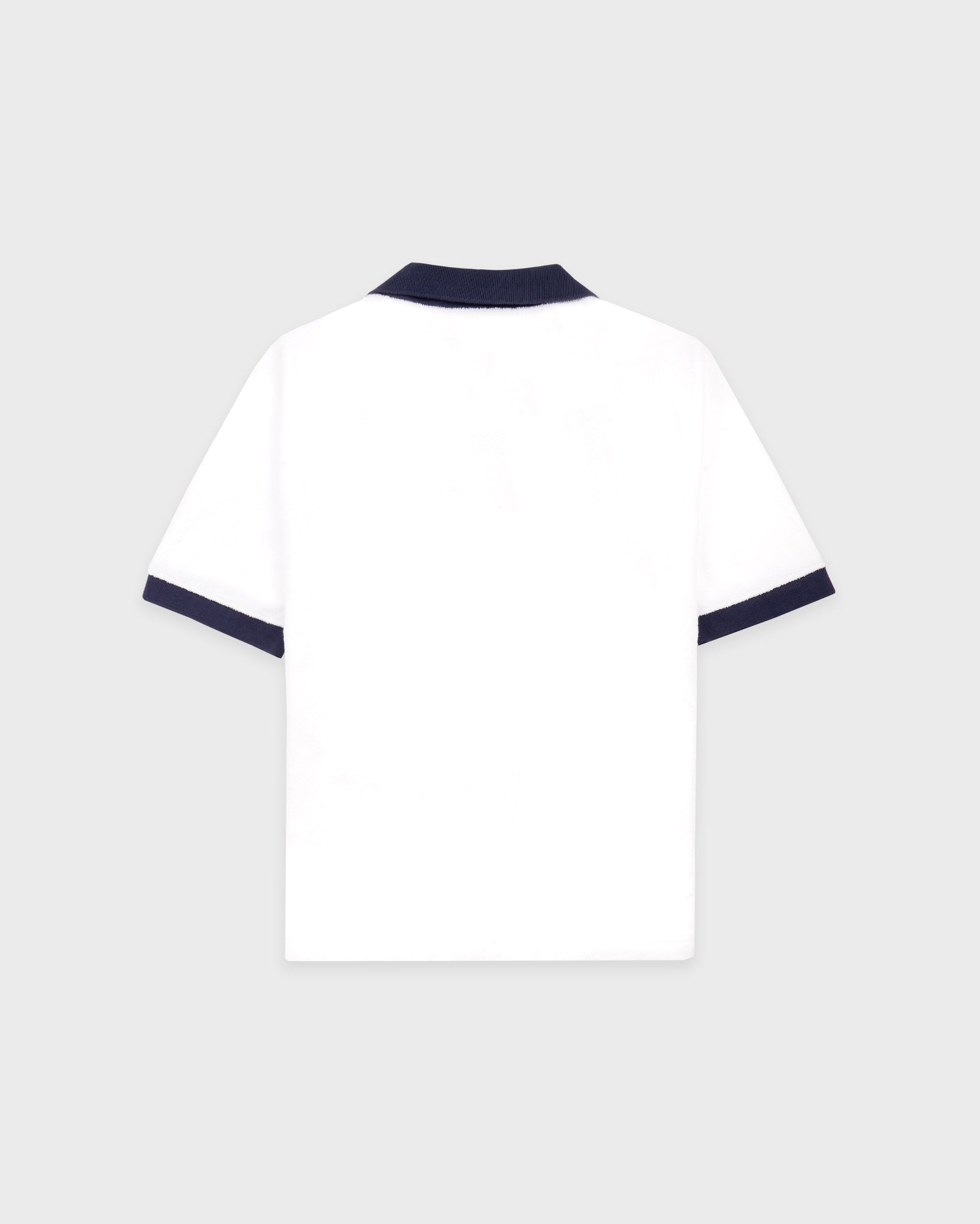 Polo en tissu éponge Signature Logo - Blanc/Bleu marine