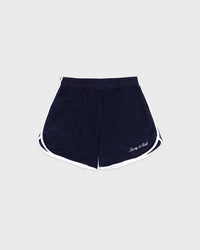 Short en éponge Signature Logo - Bleu marine/Blanc