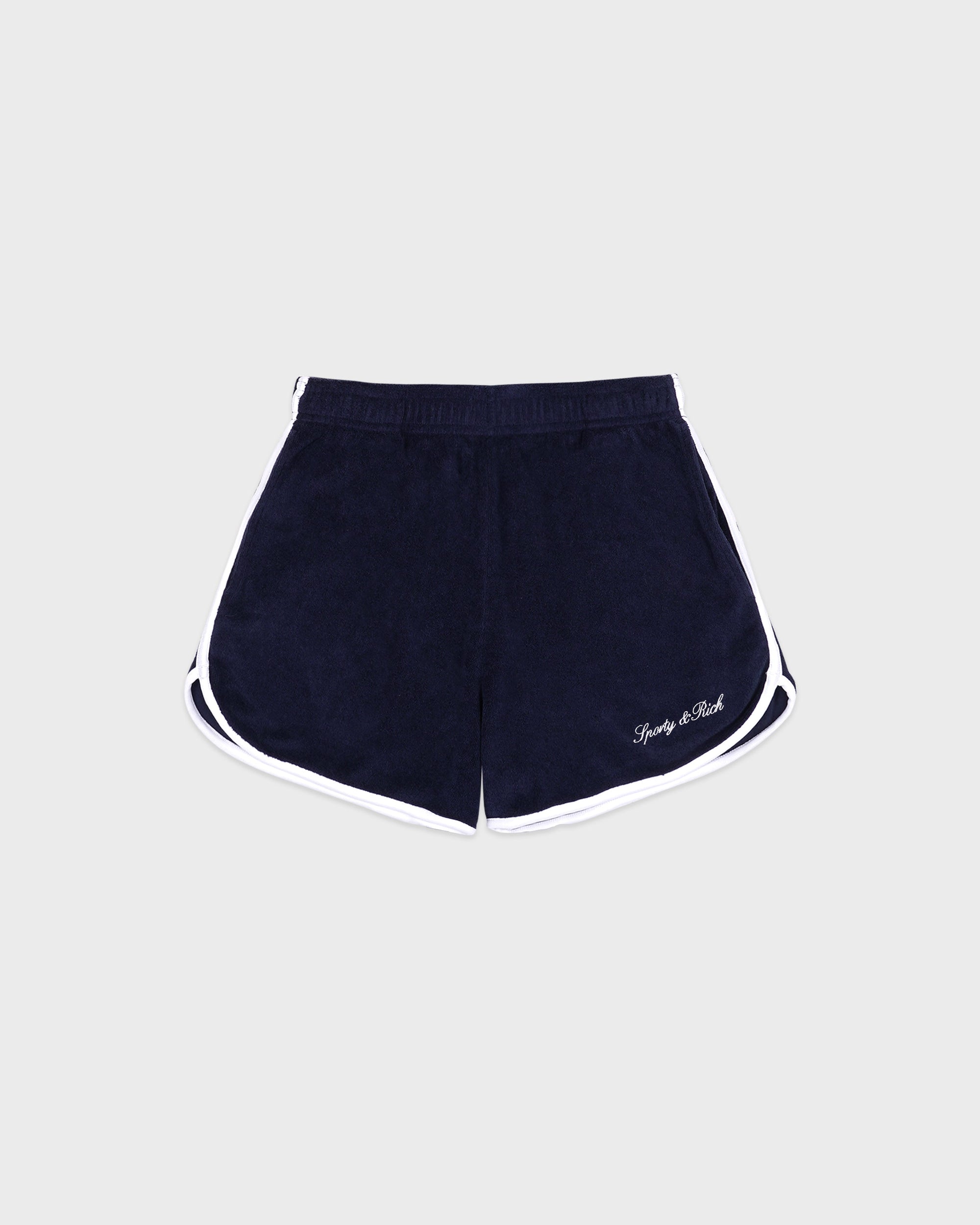 Short en éponge Signature Logo - Bleu marine/Blanc