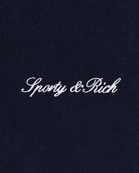 Short en éponge Signature Logo - Bleu marine/Blanc
