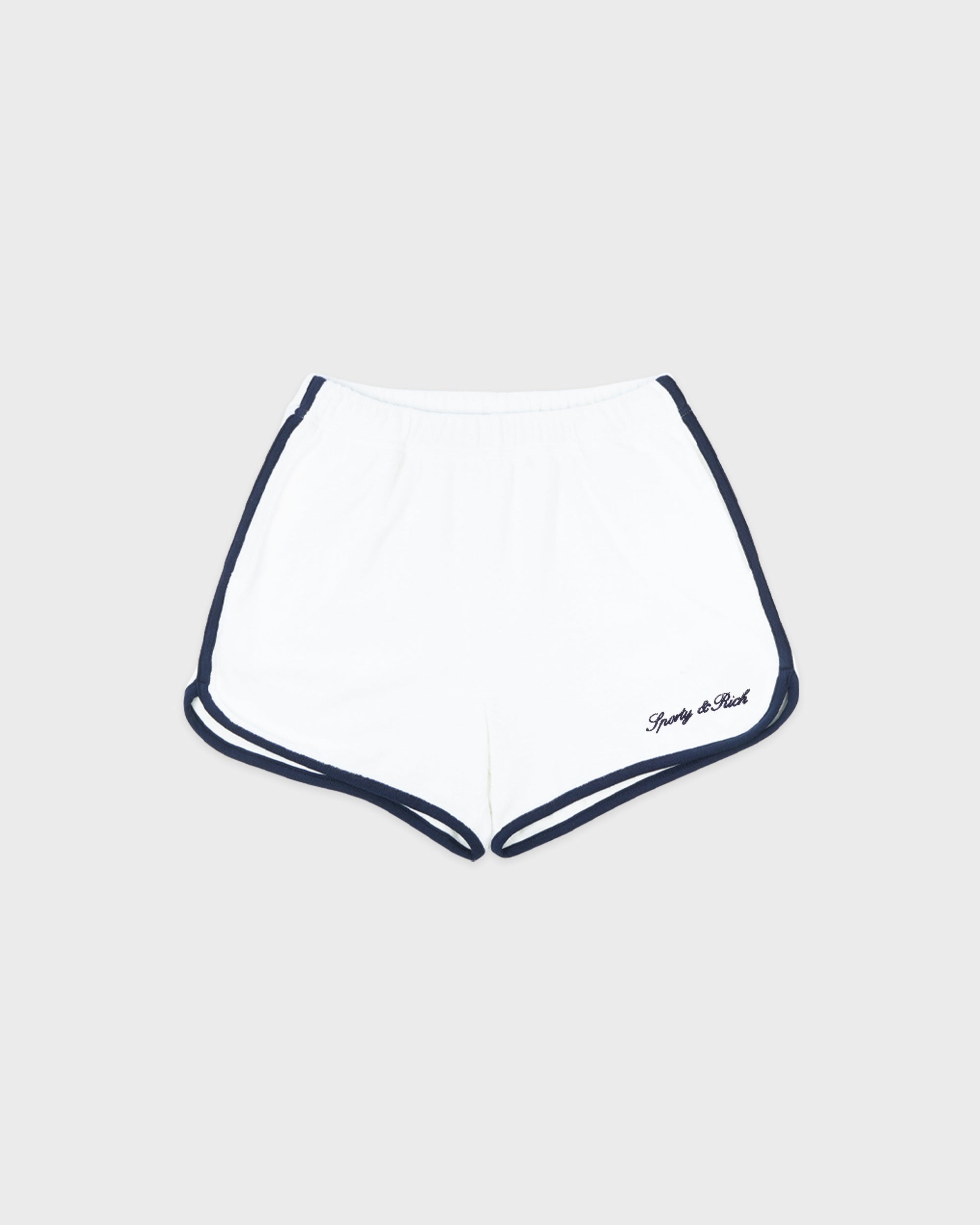 Short en éponge Signature Logo - Blanc/Bleu marine