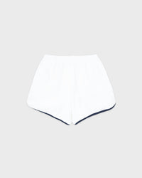 Short en éponge Signature Logo - Blanc/Bleu marine