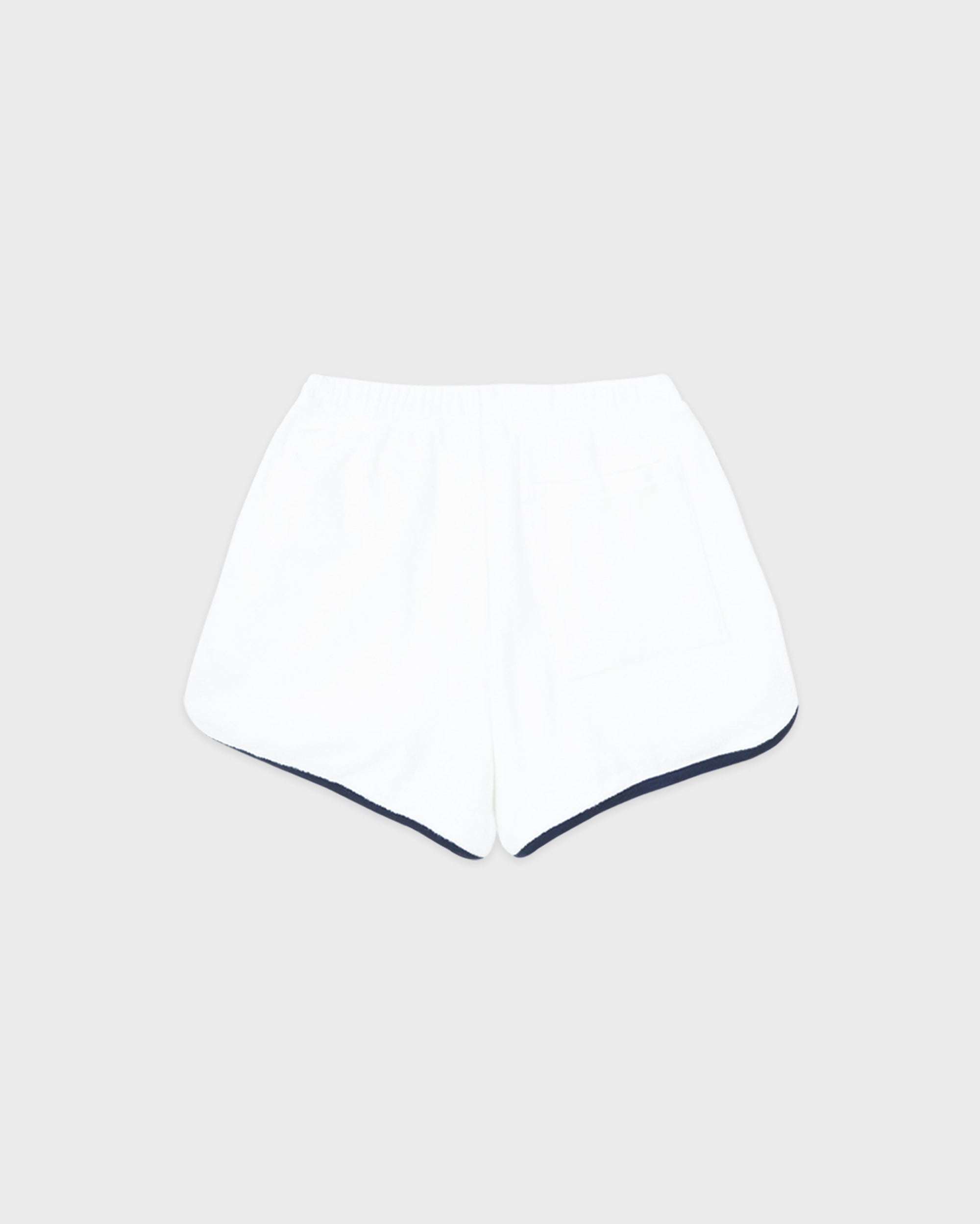 Short en éponge Signature Logo - Blanc/Bleu marine
