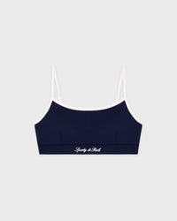 Soutien-gorge de sport Signature Logo - Bleu marine/Blanc