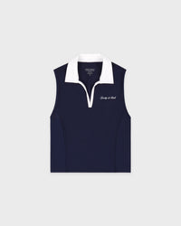 Gilet polo de sport avec logo Signature - Bleu marine/Blanc