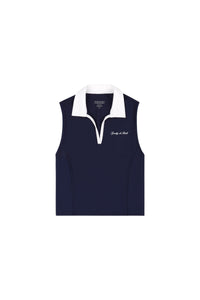Gilet polo de sport à logo Signature - Bleu Marine & Blanc