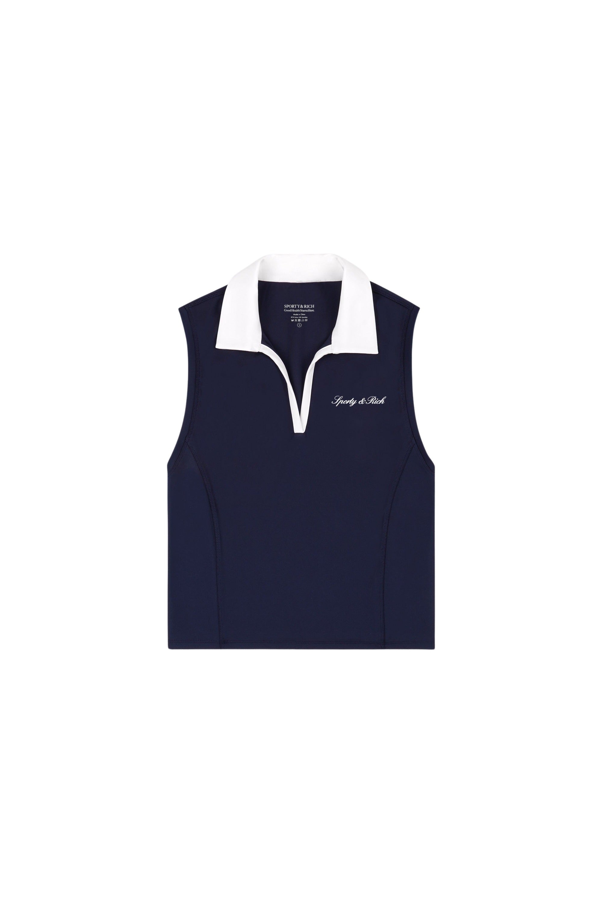 Gilet polo de sport à logo Signature - Bleu Marine & Blanc