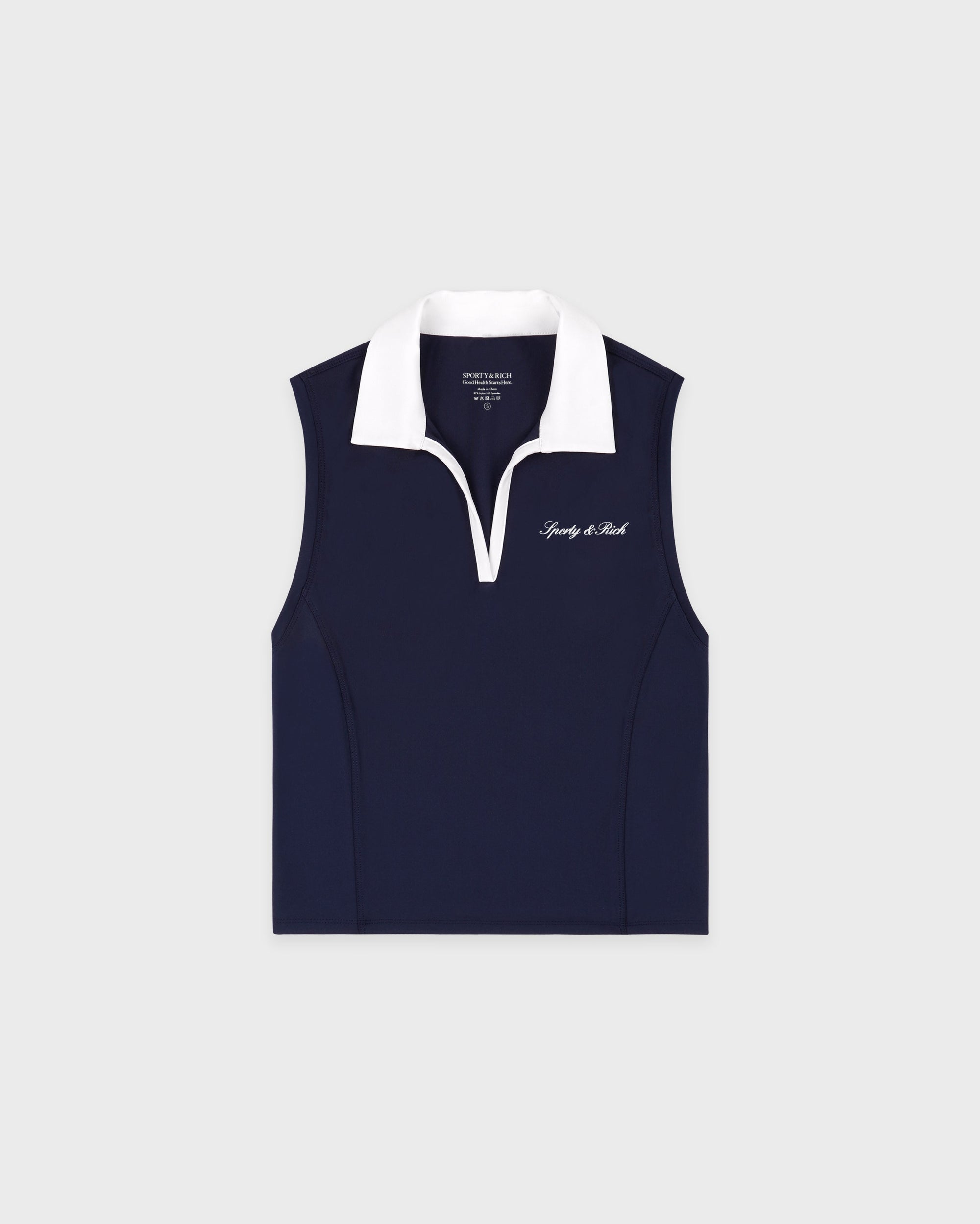 Gilet polo de sport avec logo Signature - Bleu marine/Blanc