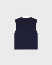 Gilet polo de sport avec logo Signature - Bleu marine/Blanc